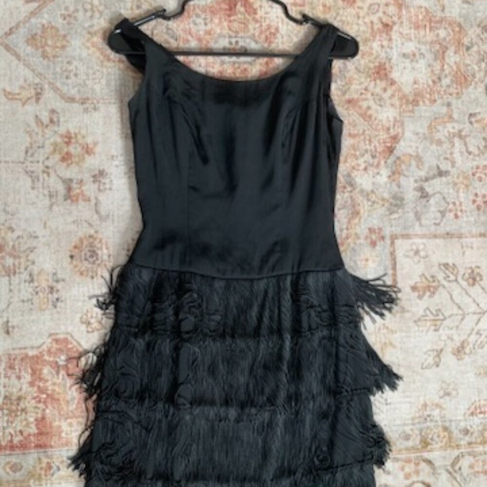 1920s Fringe Vintage Black Dress